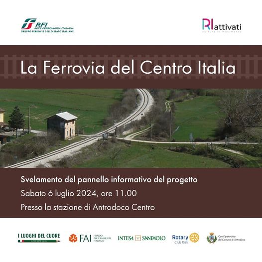 Cerimonia di scopertura alla stazione ferroviaria di Antrodoco di un altro pannello del progetto di valorizzazione della Ferrovia del Centro Italia
